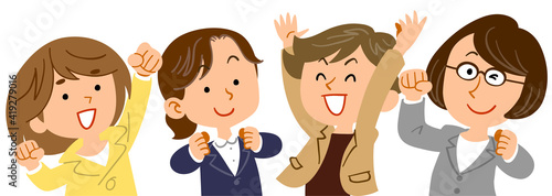 四人の女性ビジネスパーソンの上半身

