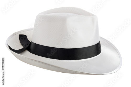 Εκτύπωση καμβά White gangster hat isolated on a white background.