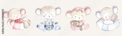 Watercolor cute mouse