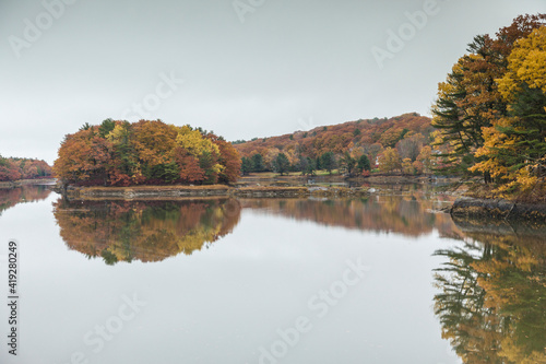 Fototapeta Naklejka Na Ścianę i Meble -  USA, Maine Georgetown. Robinhood Cove during autumn.