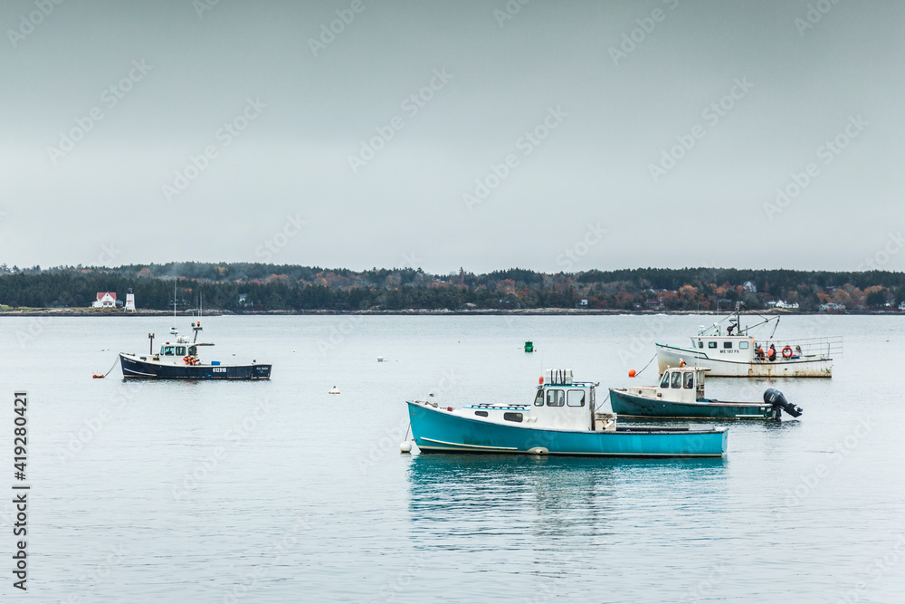 USA, Maine Five Islands. Fishing boats.