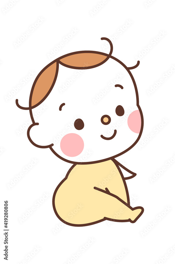 振り向く赤ちゃんのイラスト