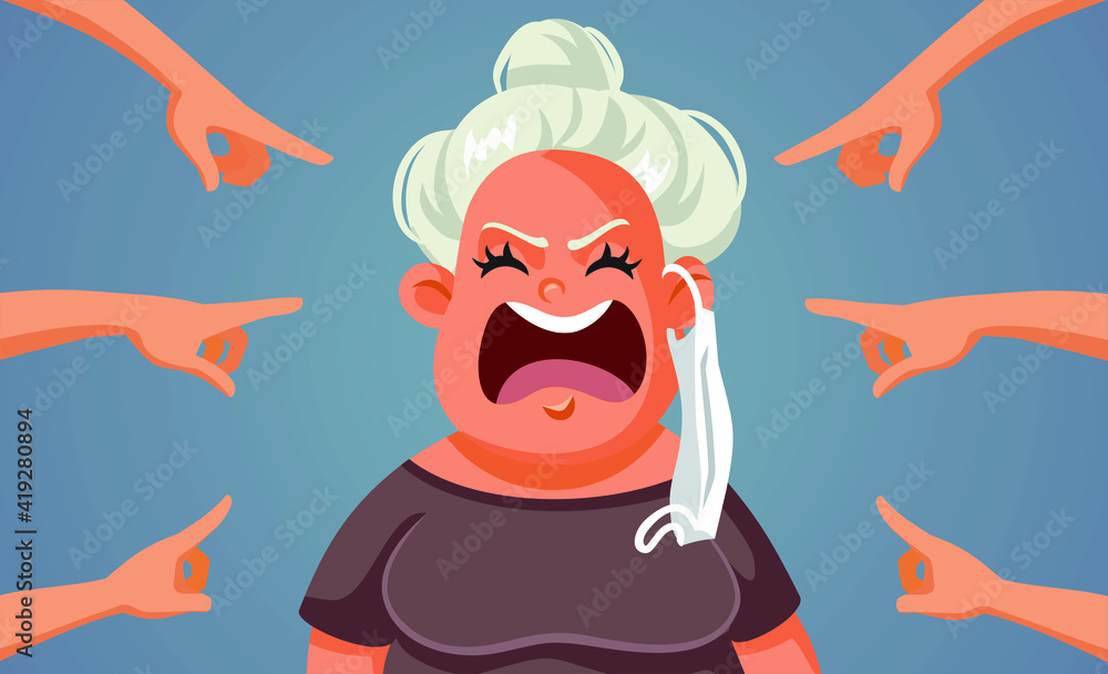 Obraz premium Fingers Pointing Woman Refusing to Wear a Mask