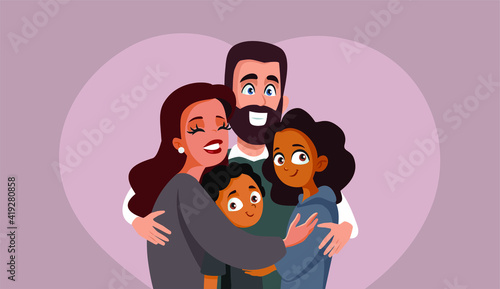 Happy Smiling Multi Ethnic Family Vector Illustration
