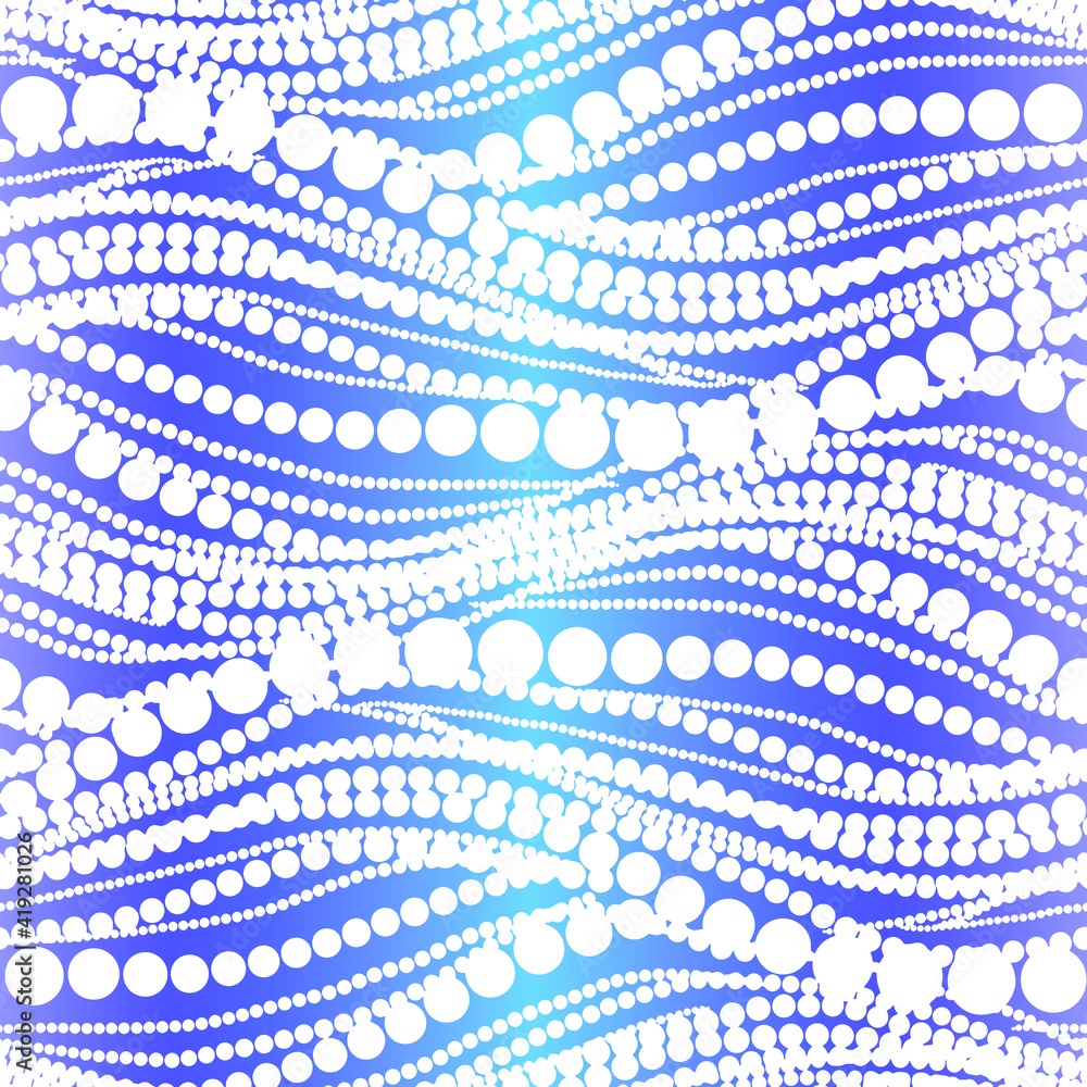 Obraz premium Round beads waves seamless pattern. Modern abstract repeating pattern. Print on fabric and wallpaper.