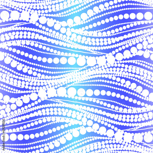 Round beads waves seamless pattern. Modern abstract repeating pattern. Print on fabric and wallpaper.
