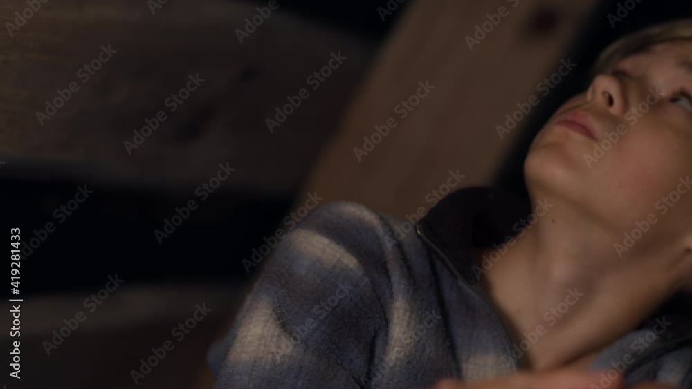 funny boy in an abandoned house looks around funny boy in an abandoned house looks around