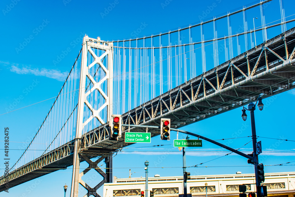 Obraz premium View of Bay Bridge from downtown San Francisco.