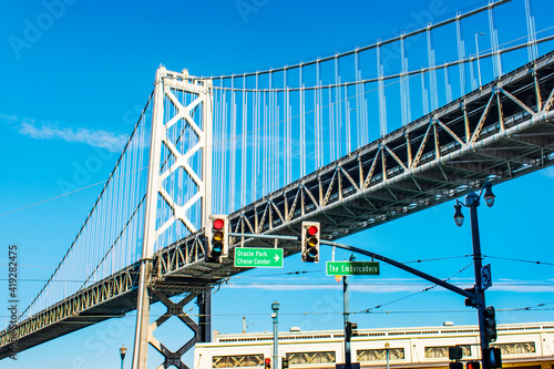 View of Bay Bridge from downtown San Francisco.