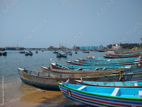 Fishing boats  Vizhinjam harbor  Thiruvananthapuram Kerala