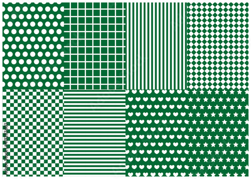 5Dot, stripe, check, heart, star background (Green)