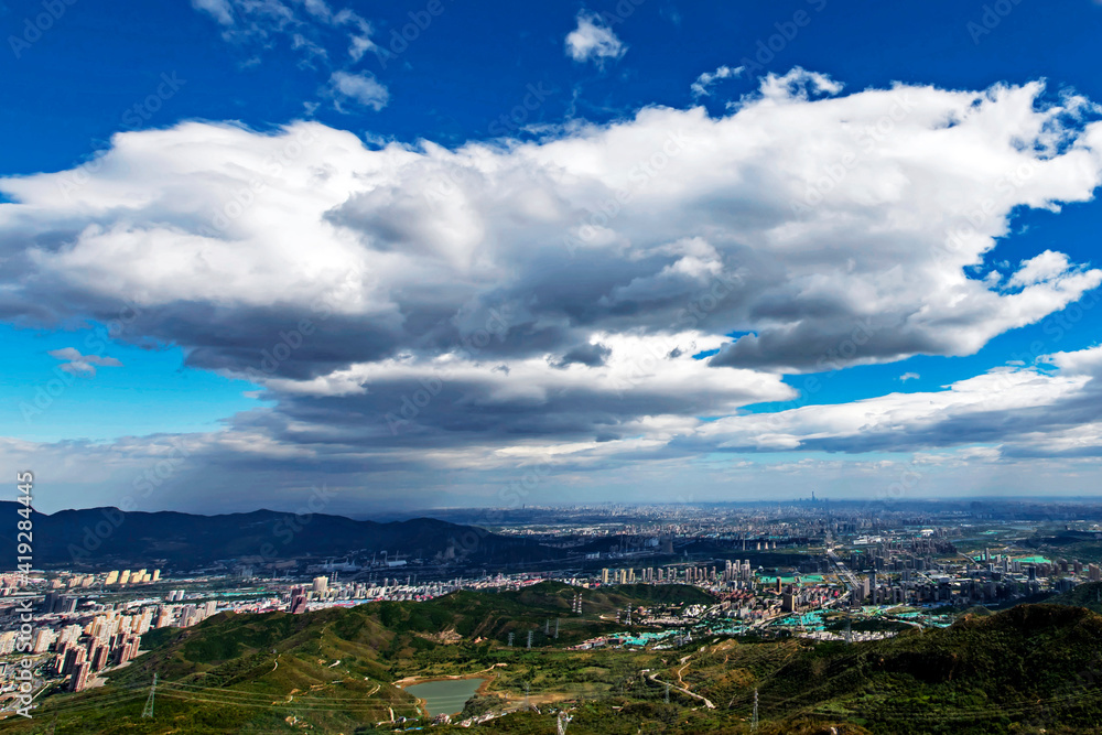 panorama of beijing city with big cloud 