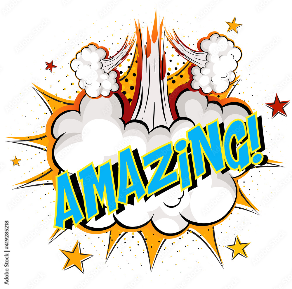 Word Amazing on comic cloud explosion background Word Amazing on comic cloud explosion background