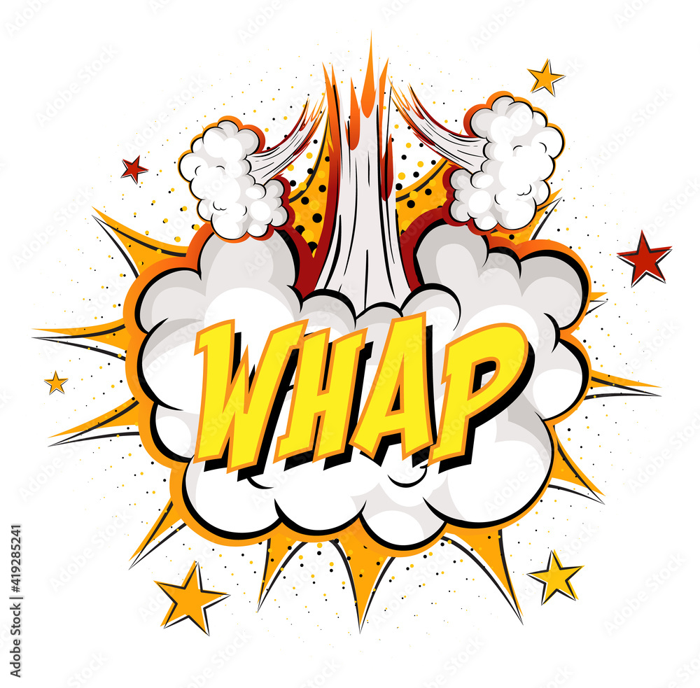 WHAP text on comic cloud explosion isolated on white background WHAP text on comic cloud explosion isolated on white background