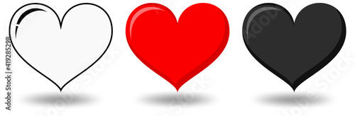 Set of different colour of heart