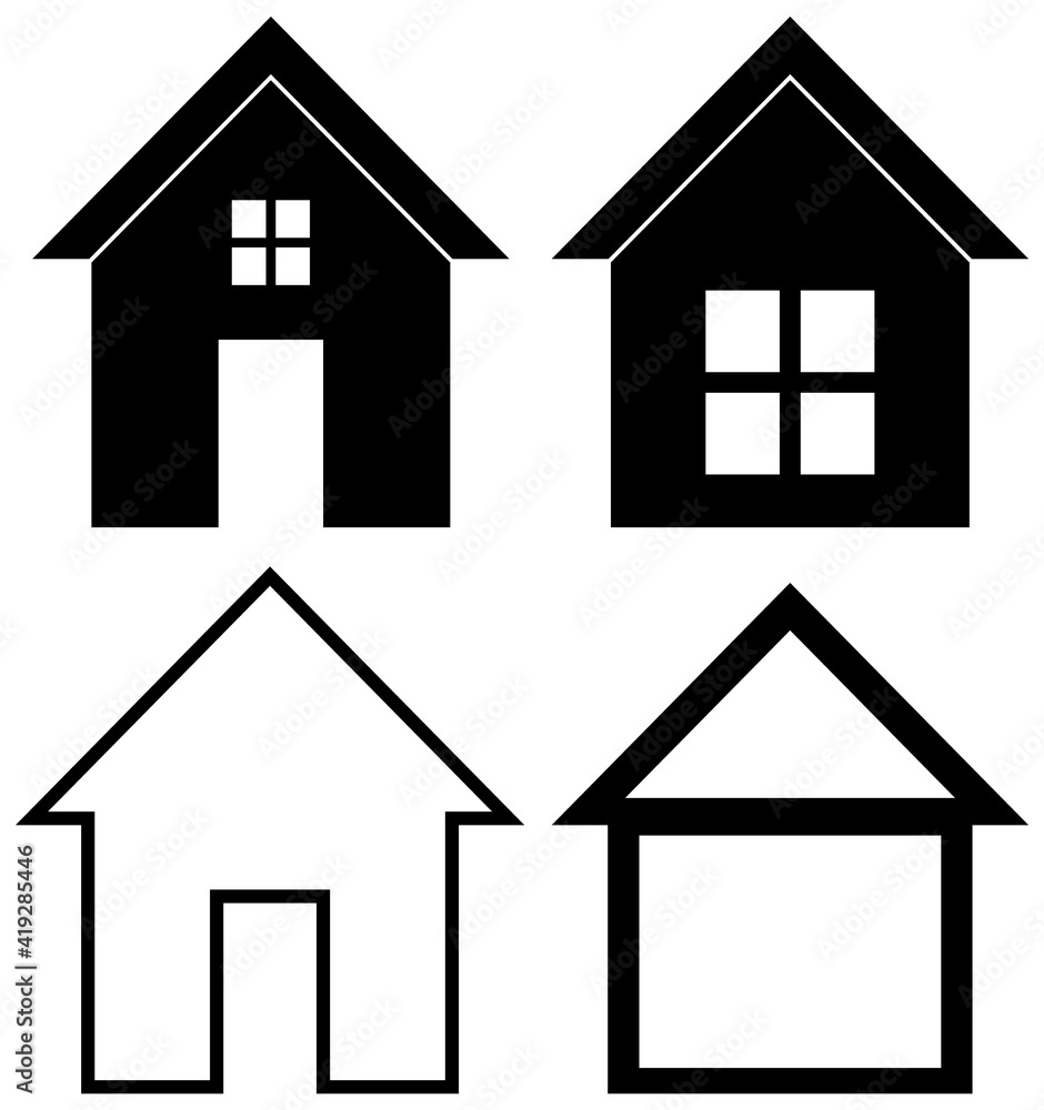 Set of simple home icon isolated on white background Set of simple home icon isolated on white background