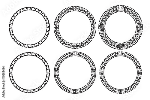 Greek ornament circle. Oriental style vector illustration. Seamless vector floral border design. Round shape. Stock image. EPS 10.