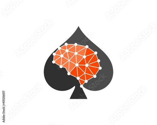 Black spade with orange brain inside