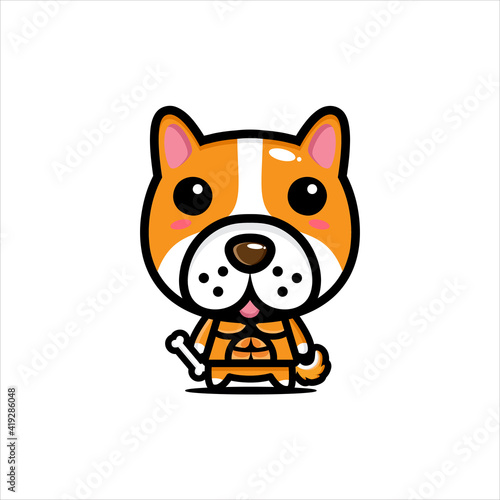 The cute dog animal cartoon character design has a muscular body
