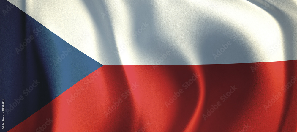 Naklejka premium 3D rendering of the wave Czech flag.