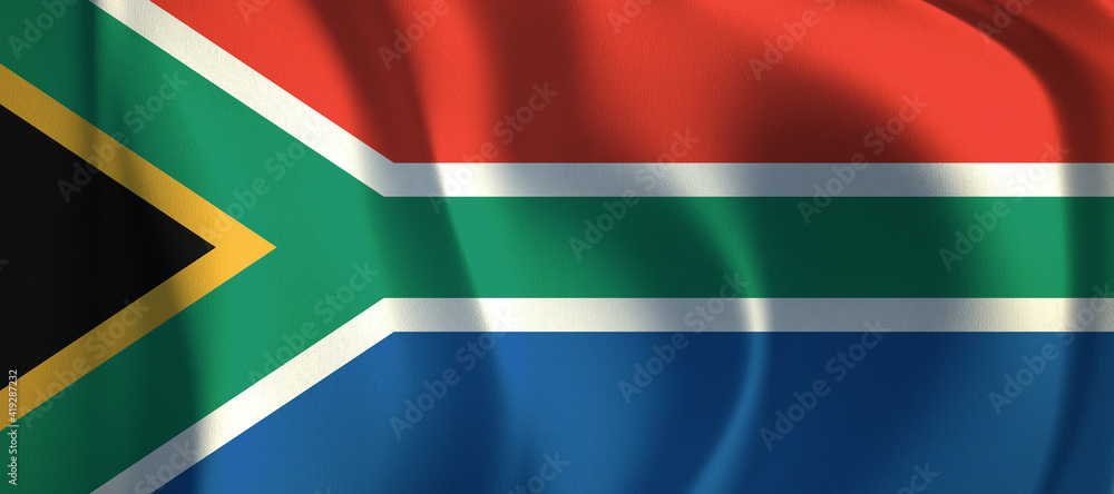 3D rendering of the wave South Africa flag.