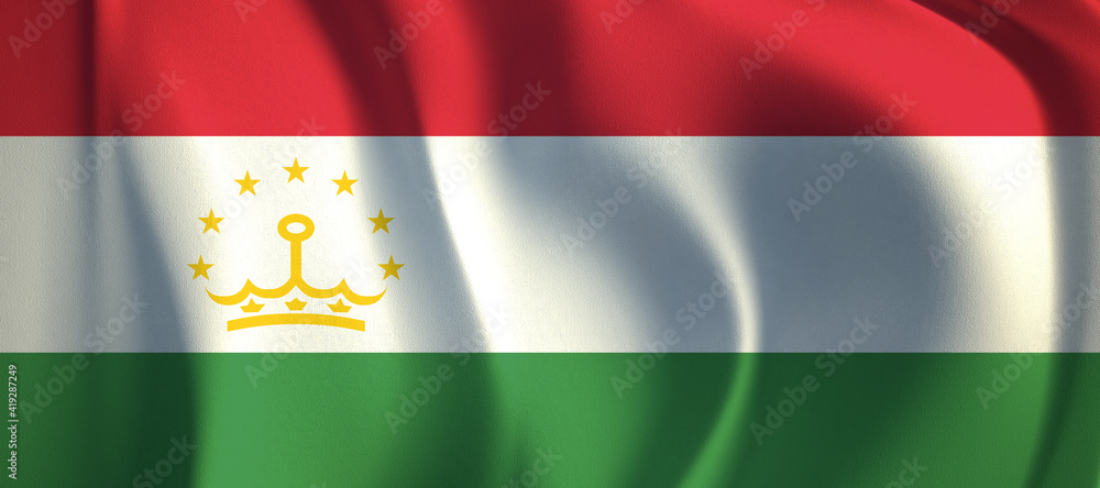 3D rendering of the wave Tajikistan flag. 3D rendering of the wave Tajikistan flag.