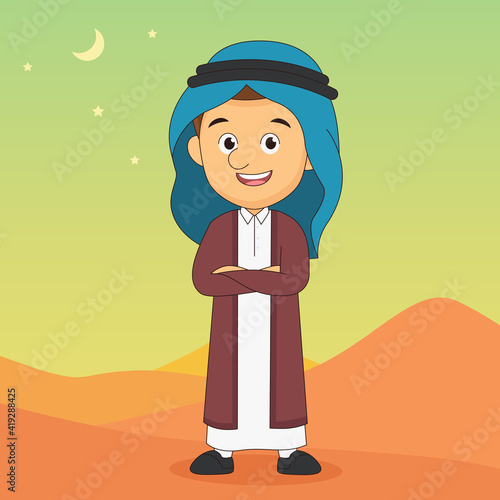 Ramadan kareem,happy fasting ramadan cute cartoon illustration arabic