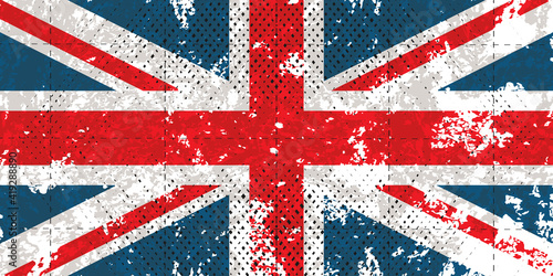 Flag of Great Britain with an aged effect and added texture. Vector illustration