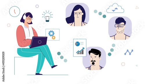 Businesswoman working in the office and having a business video call