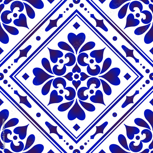 Fototapeta blue and white seamless pattern vector