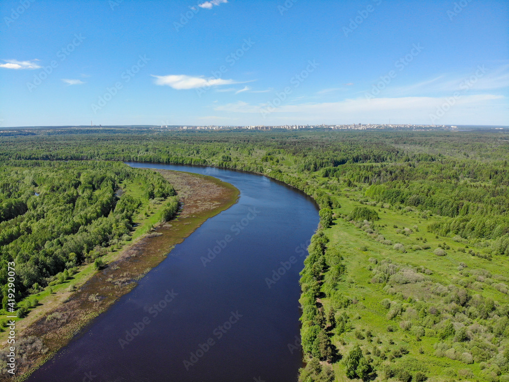 Aerial view of Lake Kholunovo (Kirov, Russia)