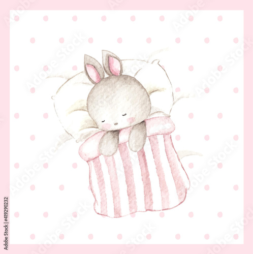 Watercolor sleeping bunny