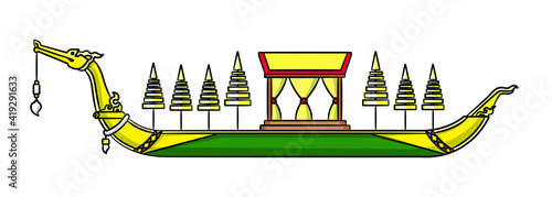 The Royal Barge Suphannahong in drawing style isolated vector. Hand drawn object illustration for your presentation, teaching materials or others.