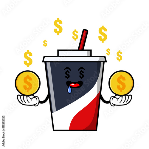 cute carbonated bottle cartoon mascot character funny expression