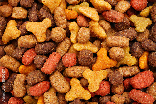 macro of pet dry food background
