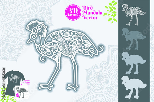 Bird Mandala SVG 3D Layered