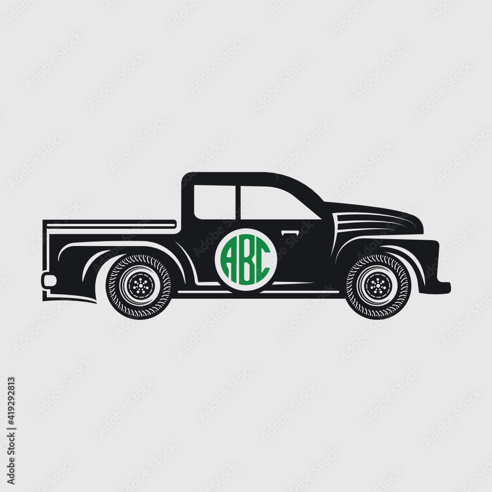 Truck Circle Monogram | Truck | Wheeler | Trucker | Truck Driver | Vintage Truck | Pickup Truck | St Patricks Day Truck