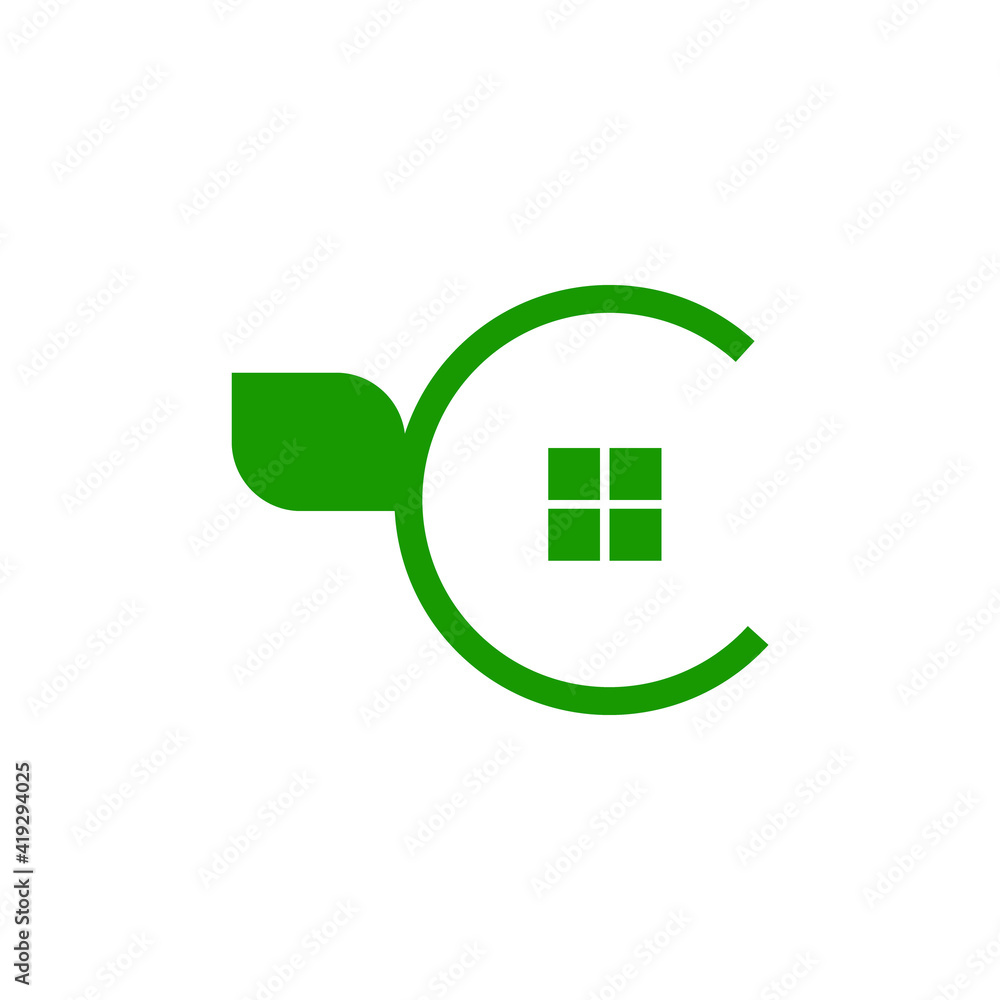Simple Eco Real Estate Logo Design Vector Illustration