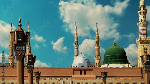 Beautiful Medina Mosque at  Saudi Arabia Clouds time-lapse  photo