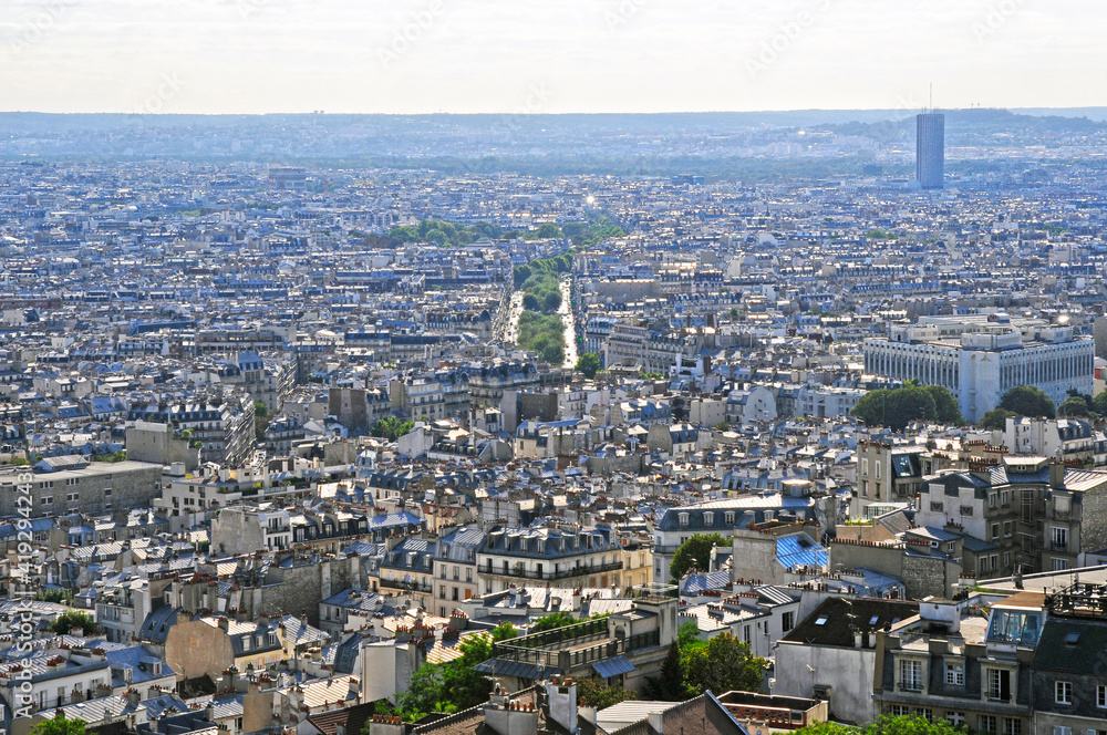 panorama of paris city from top of Sacred Heart Church 