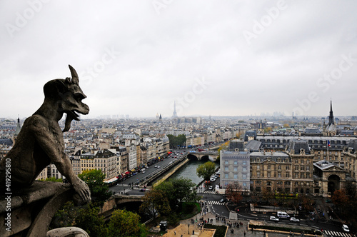 Notre Dame de Paris clock tower monster 