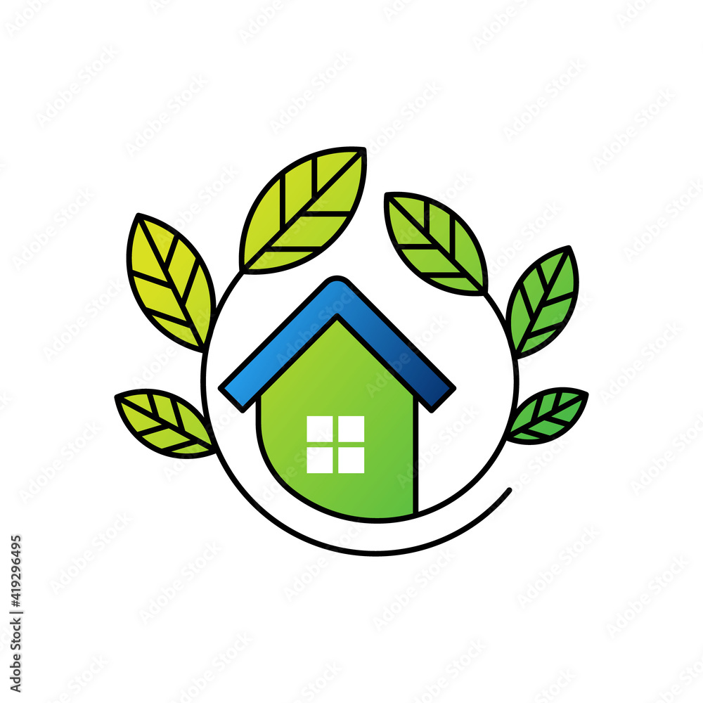 Green Eco Home Logo Icon Vector design illustration. Ecology Home logo icon design concept vector template. Trendy Eco Smart House vector icon design for website, symbol, logo, icon, sign, app, UI