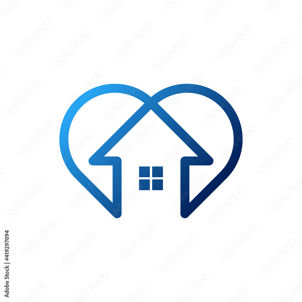 Stay at Home Logo Icon Vector design illustration. Home with Love icon design concept. Home with heart shape icons shows messages 