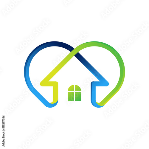 Stay at Home Logo Icon Vector design illustration. Home with Love icon design concept. Home with heart shape icons shows messages "stay home" or "stay safe" during Corona virus (COVID-19) pandemic