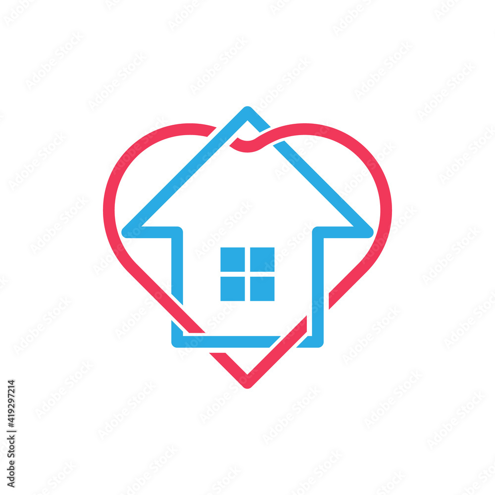 Stay at Home Logo Icon Vector design illustration. Home with Love icon design concept. Home with heart shape icons shows messages Stay at Home Logo Icon Vector design illustration. Home with Love icon design concept. Home with heart shape icons shows messages
