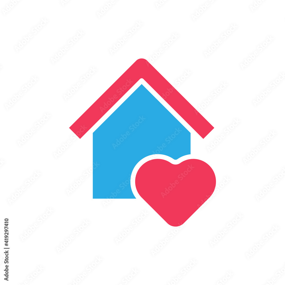 Stay at Home Logo Icon Vector design illustration. Home with Love icon design concept. Home with heart shape icons shows messages Stay at Home Logo Icon Vector design illustration. Home with Love icon design concept. Home with heart shape icons shows messages