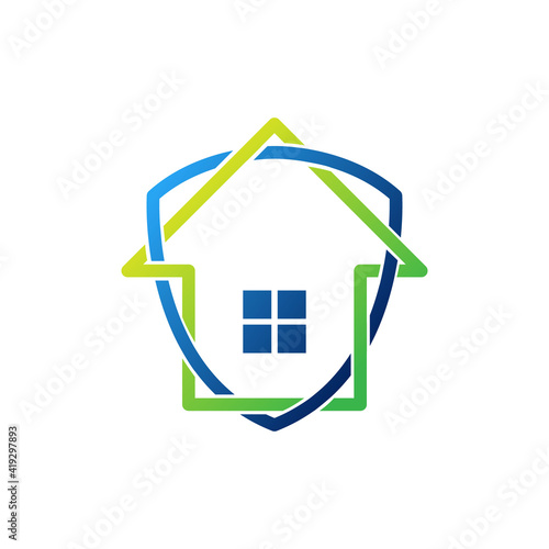 Home Security Logo Icon vector design illustration. Home Security with Shield Logo icon design concept for House and Real Estate. Smart House Secure design for website, symbol, logo, icon, app, UI.