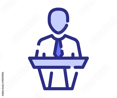 speech podium speaker single isolated icon with dash or dashed line style
