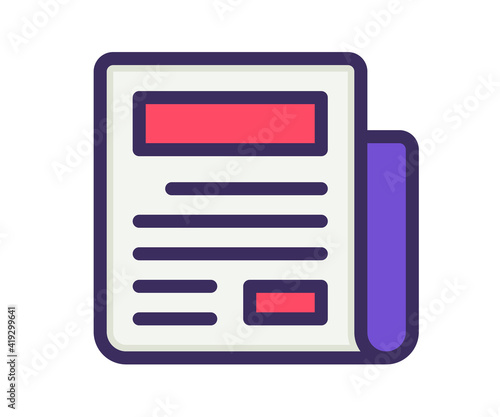 newspaper magazine single isolated icon with filled line style