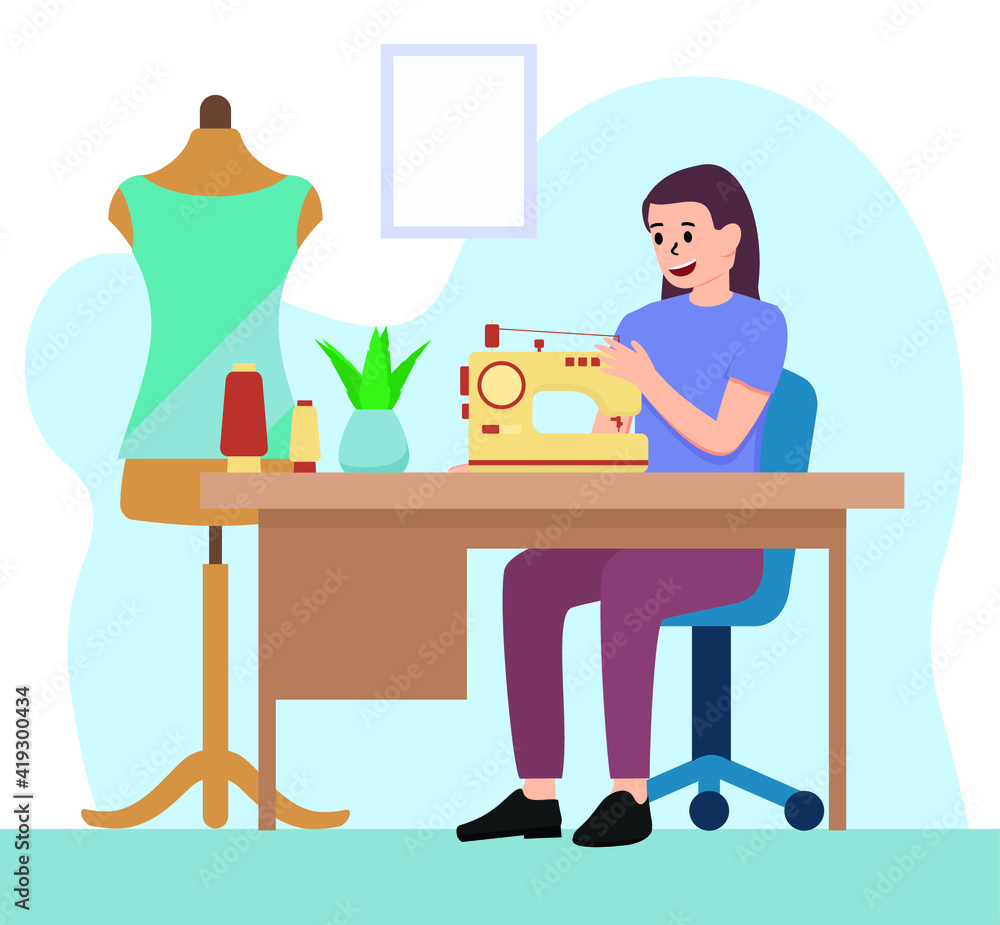 Tailor Profession flat concept design Tailor Profession flat concept design
